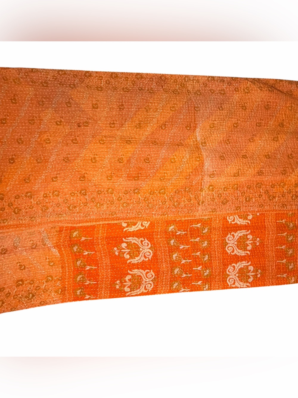 Handmade Vintage Kantha Quilt Indian Sari Twin Blanket Throw 52x80 - Picture 4 of 13